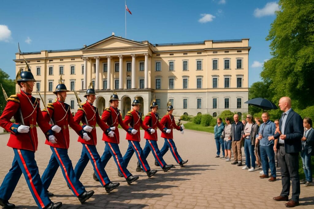 découvrez le palais royal d'oslo, assistez à la relève de la garde impressionnante et profitez de visites guidées pour explorer ce site emblématique de la norvège.